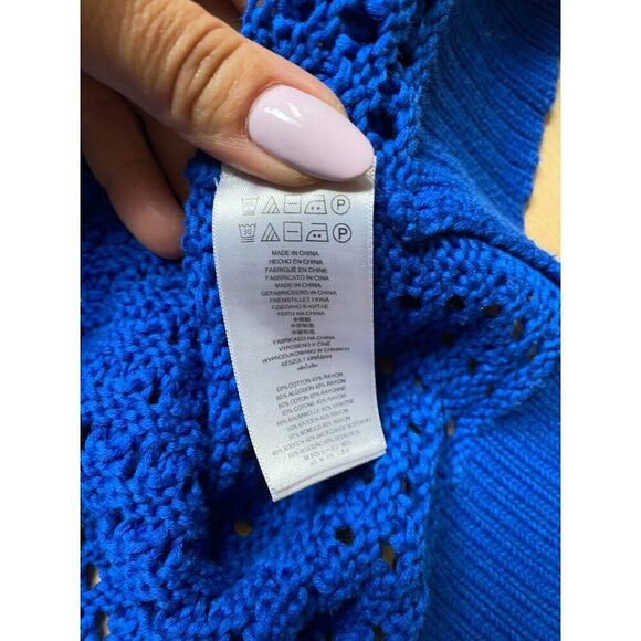 Michael Kors women vneck open knit blue sweater sz small - Picture 5 of 5
